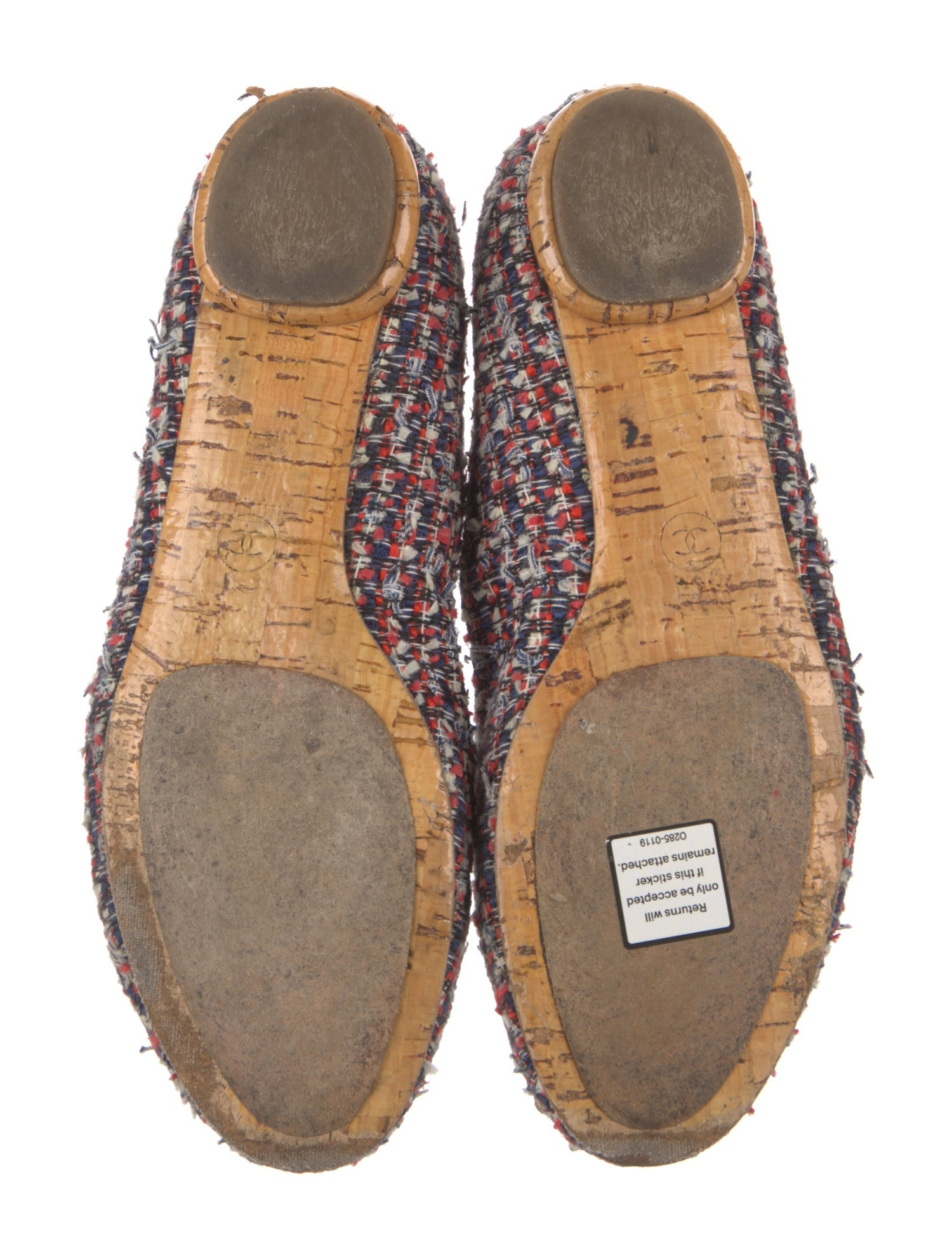 Chanel Interlocking CC Logo Tweed Ballet Flats